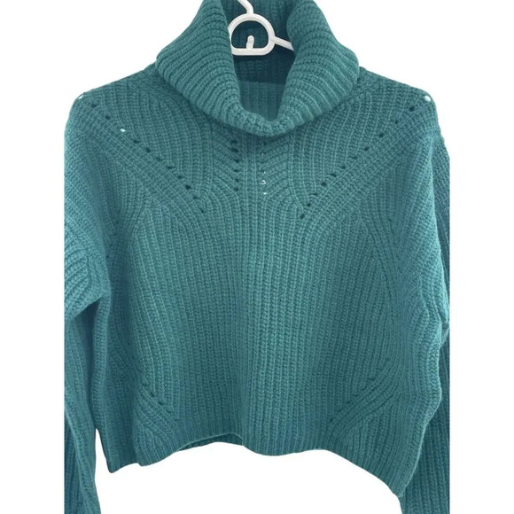 Thakoon Womens Pointelle Turtleneck Sweater Merino Wool Dark Green Size XS NWT - Picture 5 of 8